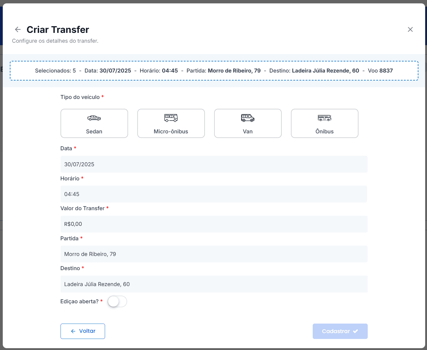 Gestão de Transfers