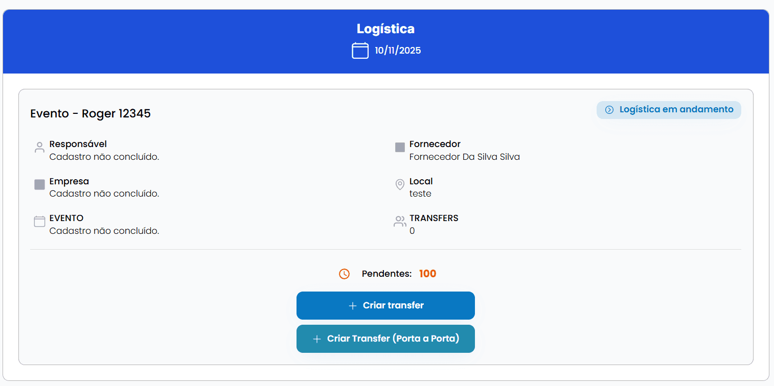Painel de Logística do Evento